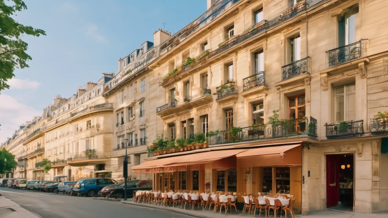 Paris’te sakin bir köşede vitrin ışıkları yanan küçük restoran